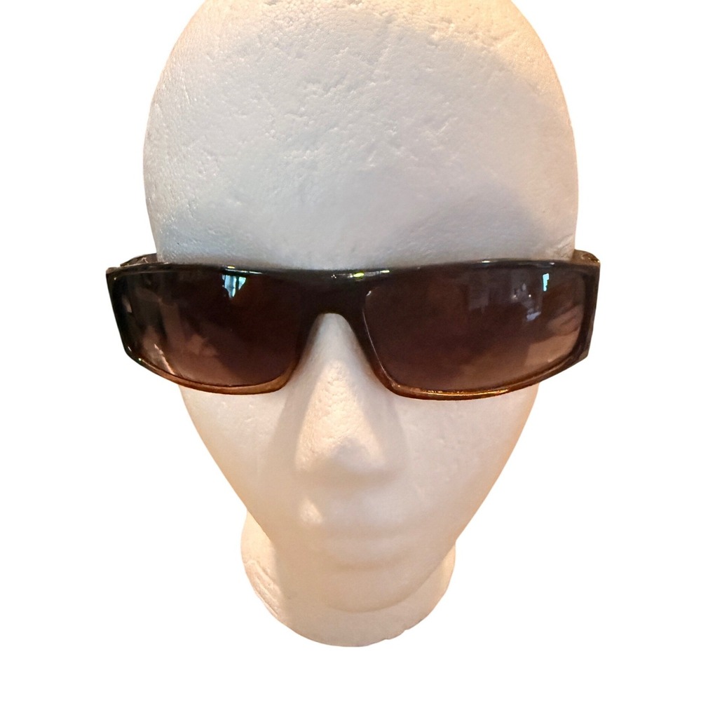 Y2K Shield‎ Sunglasses Oversized Brown Gradient Wrap Futuristic Glam Streetwear